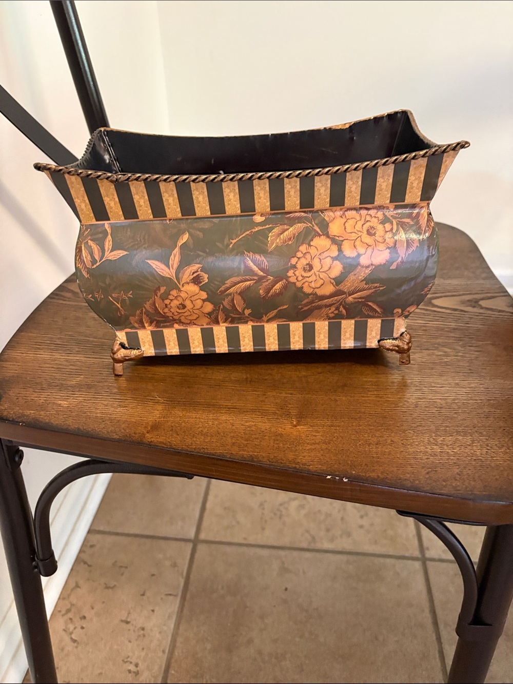 Michaels Black and Gold Floral Foil Planter